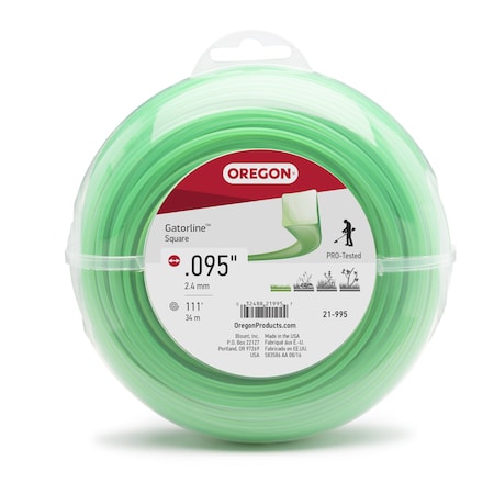 Oregon Gatorline Square Trimmer Line, .095" by 113', 1/2Lb Donut 21-995